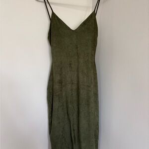 Windsor Olive Green Slip Dress with Double Spaghetti Straps
